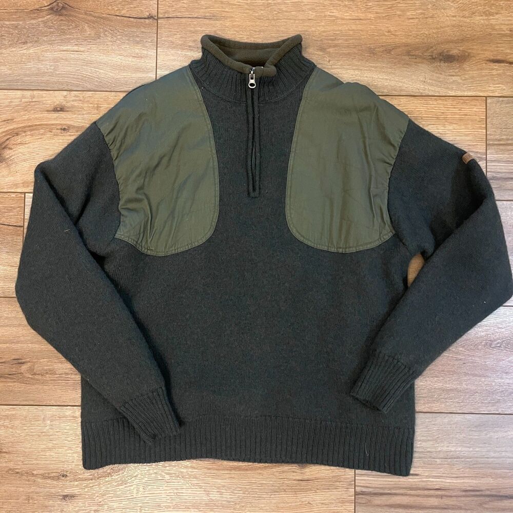 Beretta Wool Shooting Jacket 1/4 Zip Sweatshirt Sweater Olive Green Hunting Sz L